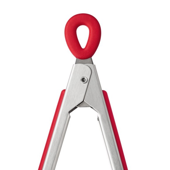 🌺 New The Pioneer Woman 12-Inch Silicone and Stainless Steel Locking Tongs, Red - Picture 8 of 9